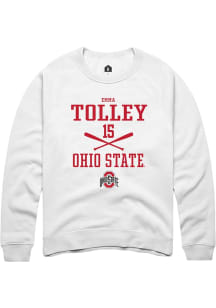Emma Tolley  Rally Ohio State Buckeyes Mens White NIL Sport Icon Long Sleeve Crew Sweatshirt