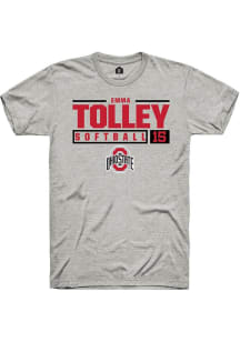 Emma Tolley  Ohio State Buckeyes Ash Rally NIL Stacked Box Short Sleeve T Shirt