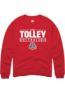 Emma Tolley  Rally Ohio State Buckeyes Mens Red NIL Stacked Box Long Sleeve Crew Sweatshirt