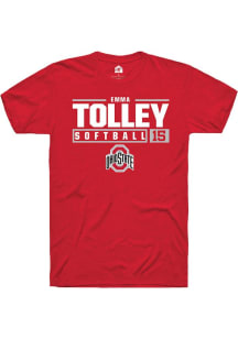 Emma Tolley  Ohio State Buckeyes Red Rally NIL Stacked Box Short Sleeve T Shirt