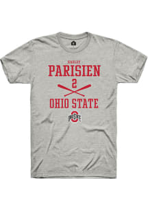 Hadley Parisien  Ohio State Buckeyes Ash Rally NIL Sport Icon Short Sleeve T Shirt