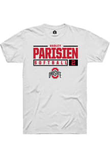 Hadley Parisien  Ohio State Buckeyes White Rally NIL Stacked Box Short Sleeve T Shirt