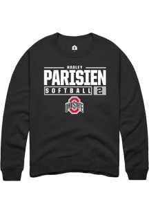 Hadley Parisien  Rally Ohio State Buckeyes Mens Black NIL Stacked Box Long Sleeve Crew Sweatshirt