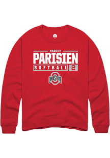 Hadley Parisien  Rally Ohio State Buckeyes Mens Red NIL Stacked Box Long Sleeve Crew Sweatshirt