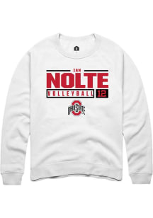 Ian Nolte  Rally Ohio State Buckeyes Mens White NIL Stacked Box Long Sleeve Crew Sweatshirt