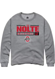 Ian Nolte  Rally Ohio State Buckeyes Mens Graphite NIL Stacked Box Long Sleeve Crew Sweatshirt
