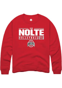 Ian Nolte  Rally Ohio State Buckeyes Mens Red NIL Stacked Box Long Sleeve Crew Sweatshirt