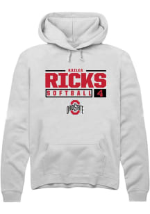 Kailea Ricks  Rally Ohio State Buckeyes Mens White NIL Stacked Box Long Sleeve Hoodie
