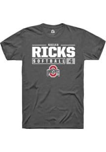 Kailea Ricks  Ohio State Buckeyes Dark Grey Rally NIL Stacked Box Short Sleeve T Shirt