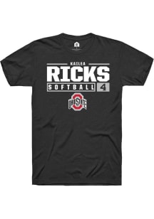 Kailea Ricks  Ohio State Buckeyes Black Rally NIL Stacked Box Short Sleeve T Shirt