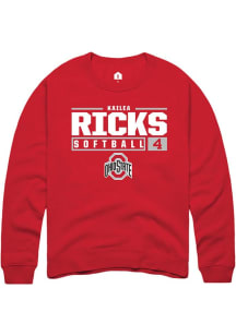 Kailea Ricks  Rally Ohio State Buckeyes Mens Red NIL Stacked Box Long Sleeve Crew Sweatshirt
