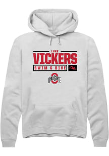 Luke Vickers  Rally Ohio State Buckeyes Mens White NIL Stacked Box Long Sleeve Hoodie