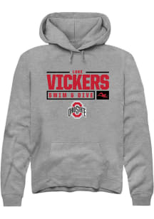 Luke Vickers  Rally Ohio State Buckeyes Mens Graphite NIL Stacked Box Long Sleeve Hoodie