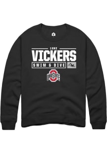 Luke Vickers  Rally Ohio State Buckeyes Mens Black NIL Stacked Box Long Sleeve Crew Sweatshirt