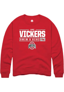 Luke Vickers  Rally Ohio State Buckeyes Mens Red NIL Stacked Box Long Sleeve Crew Sweatshirt