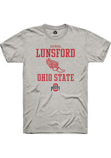 Michael Lunsford  Ohio State Buckeyes Ash Rally NIL Sport Icon Short Sleeve T Shirt