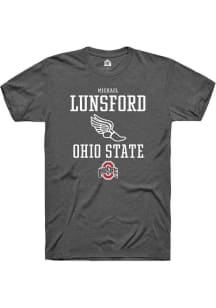 Michael Lunsford  Ohio State Buckeyes Dark Grey Rally NIL Sport Icon Short Sleeve T Shirt
