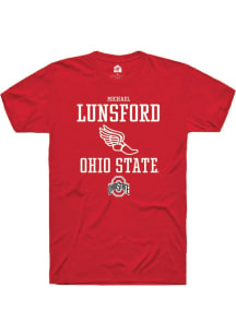 Michael Lunsford  Ohio State Buckeyes Red Rally NIL Sport Icon Short Sleeve T Shirt
