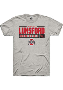 Michael Lunsford  Ohio State Buckeyes Ash Rally NIL Stacked Box Short Sleeve T Shirt