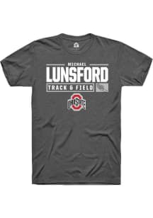 Michael Lunsford  Ohio State Buckeyes Dark Grey Rally NIL Stacked Box Short Sleeve T Shirt