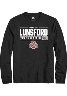 Michael Lunsford  Ohio State Buckeyes Black Rally NIL Stacked Box Long Sleeve T Shirt