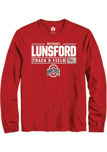 Michael Lunsford  Ohio State Buckeyes Red Rally NIL Stacked Box Long Sleeve T Shirt