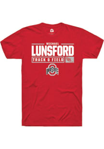 Michael Lunsford  Ohio State Buckeyes Red Rally NIL Stacked Box Short Sleeve T Shirt