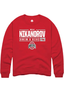 Mila Nikanorov  Rally Ohio State Buckeyes Mens Red NIL Stacked Box Long Sleeve Crew Sweatshirt