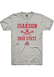 SK Isakson  Ohio State Buckeyes Ash Rally NIL Sport Icon Short Sleeve T Shirt