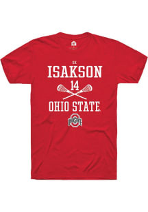 SK Isakson  Ohio State Buckeyes Red Rally NIL Sport Icon Short Sleeve T Shirt