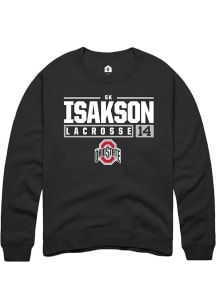 SK Isakson  Rally Ohio State Buckeyes Mens Black NIL Stacked Box Long Sleeve Crew Sweatshirt