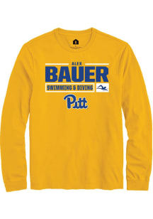Alex Bauer  Pitt Panthers Gold Rally NIL Stacked Box Long Sleeve T Shirt