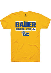 Alex Bauer  Pitt Panthers Gold Rally NIL Stacked Box Short Sleeve T Shirt