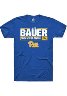 Alex Bauer  Pitt Panthers Blue Rally NIL Stacked Box Short Sleeve T Shirt