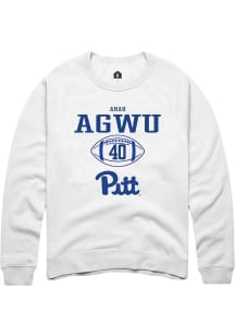 Amah Agwu  Rally Pitt Panthers Mens White NIL Sport Icon Long Sleeve Crew Sweatshirt