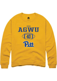 Amah Agwu  Rally Pitt Panthers Mens Gold NIL Sport Icon Long Sleeve Crew Sweatshirt