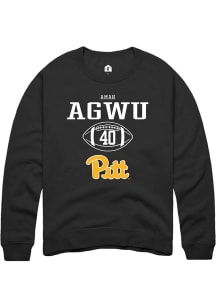Amah Agwu  Rally Pitt Panthers Mens Black NIL Sport Icon Long Sleeve Crew Sweatshirt