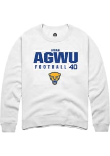 Amah Agwu  Rally Pitt Panthers Mens White NIL Stacked Box Long Sleeve Crew Sweatshirt