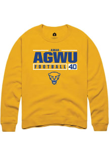Amah Agwu  Rally Pitt Panthers Mens Gold NIL Stacked Box Long Sleeve Crew Sweatshirt