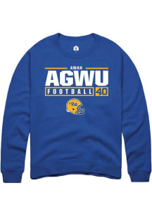 Amah Agwu  Rally Pitt Panthers Mens Blue NIL Stacked Box Long Sleeve Crew Sweatshirt