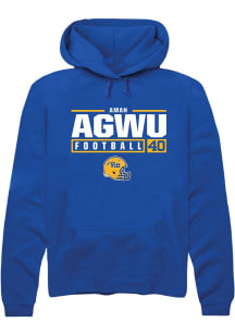 Amah Agwu  Rally Pitt Panthers Mens Blue NIL Stacked Box Long Sleeve Hoodie