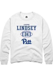 Cameron Lindsey  Rally Pitt Panthers Mens White NIL Sport Icon Long Sleeve Crew Sweatshirt