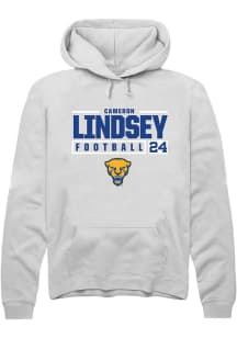 Cameron Lindsey  Rally Pitt Panthers Mens White NIL Stacked Box Long Sleeve Hoodie