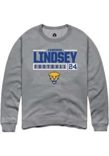 Cameron Lindsey  Rally Pitt Panthers Mens Graphite NIL Stacked Box Long Sleeve Crew Sweatshirt