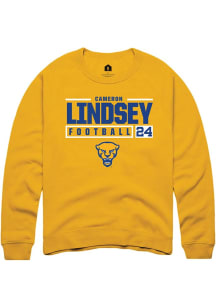 Cameron Lindsey  Rally Pitt Panthers Mens Gold NIL Stacked Box Long Sleeve Crew Sweatshirt
