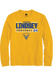 Cameron Lindsey  Pitt Panthers Gold Rally NIL Stacked Box Long Sleeve T Shirt