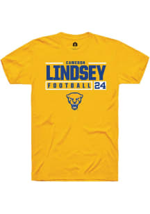 Cameron Lindsey  Pitt Panthers Gold Rally NIL Stacked Box Short Sleeve T Shirt