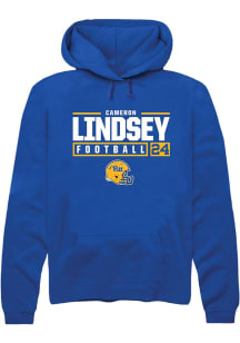 Cameron Lindsey  Rally Pitt Panthers Mens Blue NIL Stacked Box Long Sleeve Hoodie