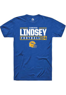 Cameron Lindsey  Pitt Panthers Blue Rally NIL Stacked Box Short Sleeve T Shirt