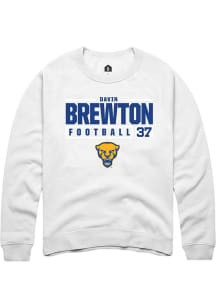 Davin Brewton  Rally Pitt Panthers Mens White NIL Stacked Box Long Sleeve Crew Sweatshirt